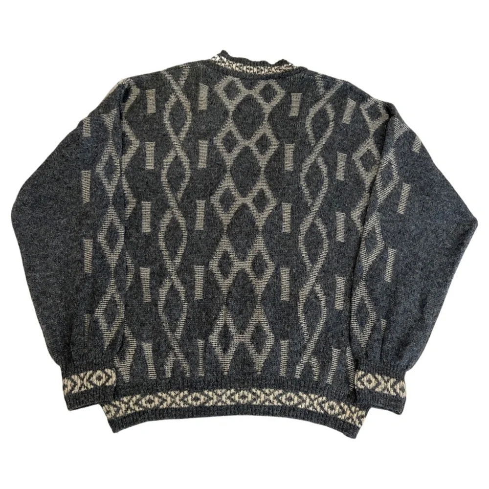 Vintage Patterned Cardigan, Kensington Brand, Made in Italy, V-Neck - Picture 2 of 9